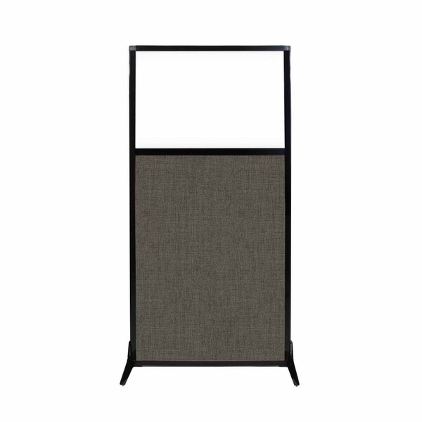 Work Station Screen 33" x 70" Mocha Fabric With Clear Window